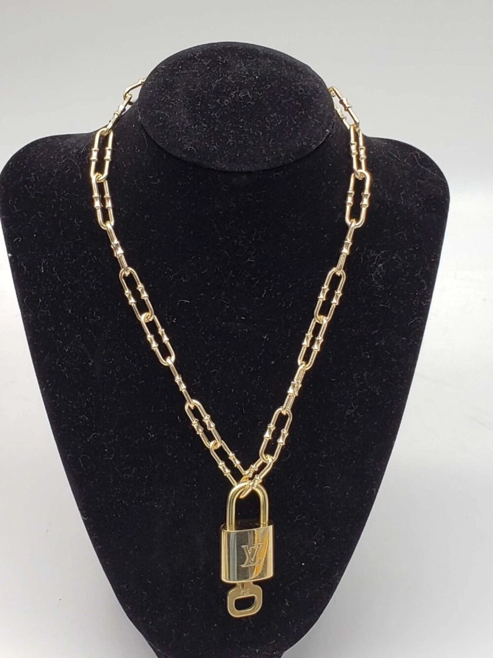 Gold-Plated Necklace with Authentic Louis Vuitton Padlock